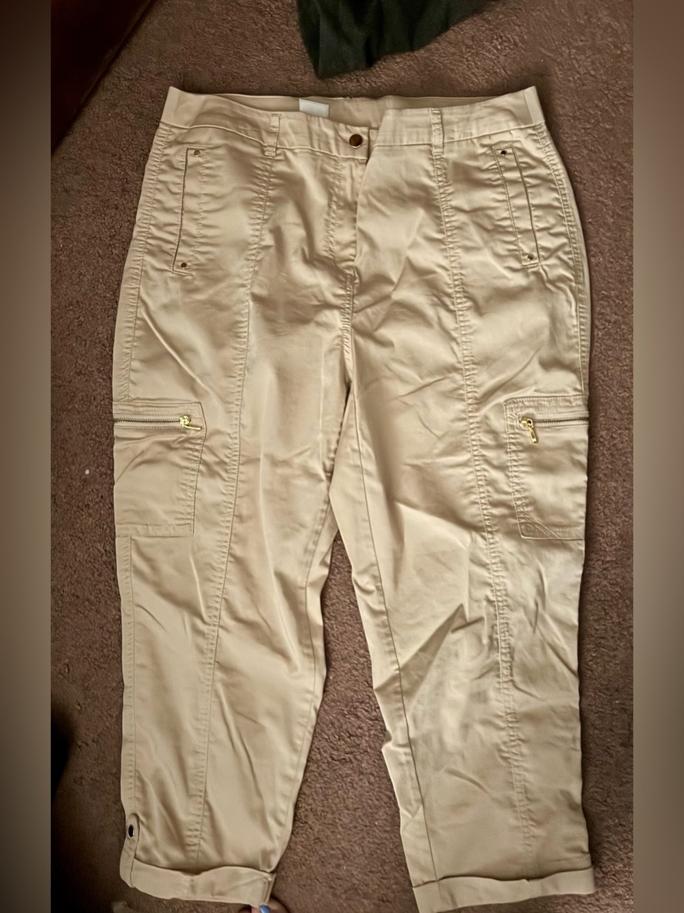 Chico's Light Beige Cargo Pants with Zip Pockets